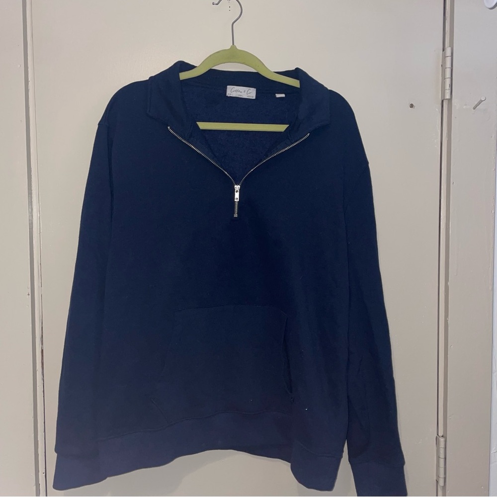 Navy Blue quarter Zip Sweatshirt